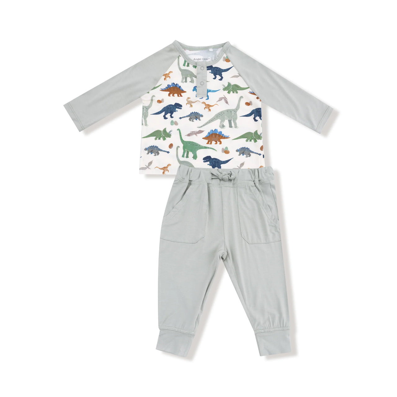 Washy Dinos Long Sleeve Raglan Henley + Jogger
