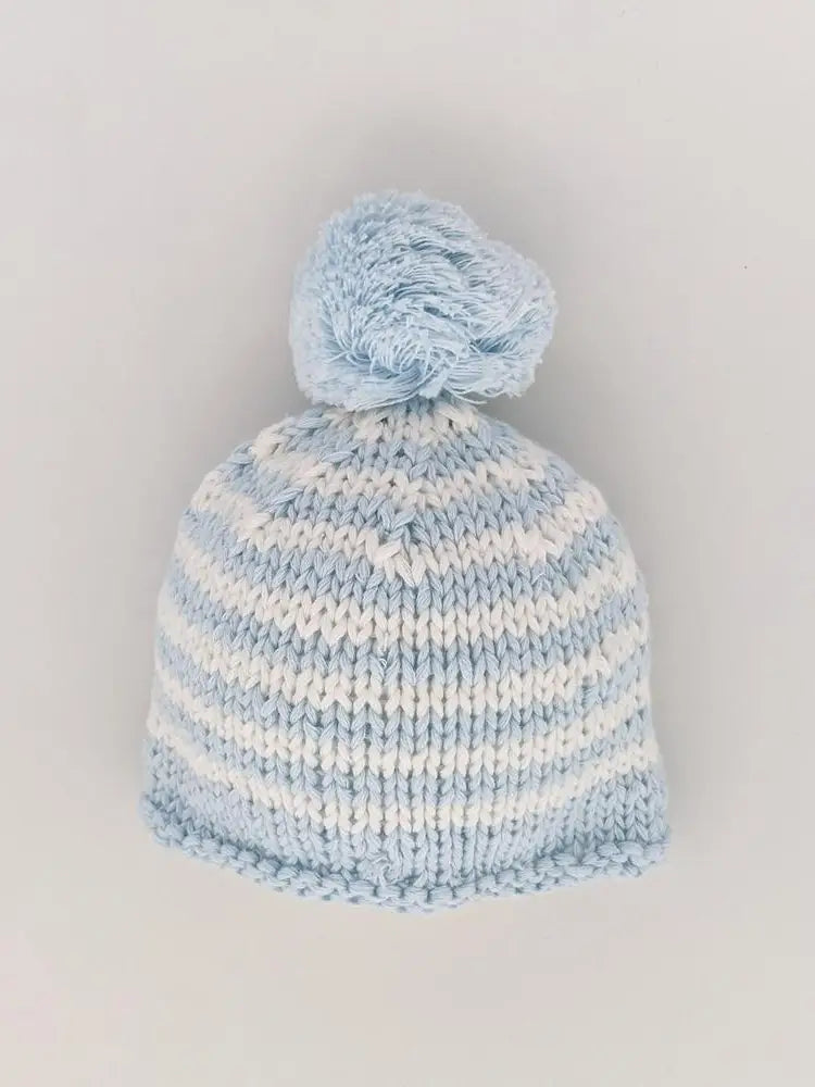 Baby Blue Pom Pom Beanie Hat