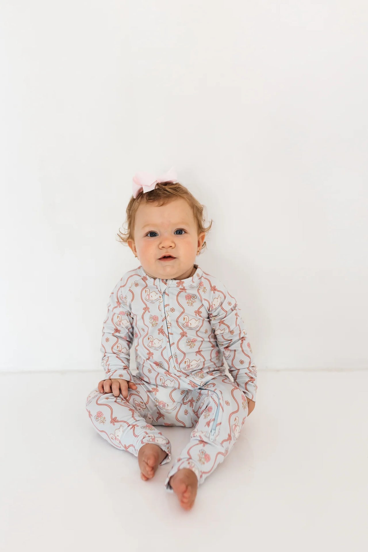 Blue Swan Zippered Romper