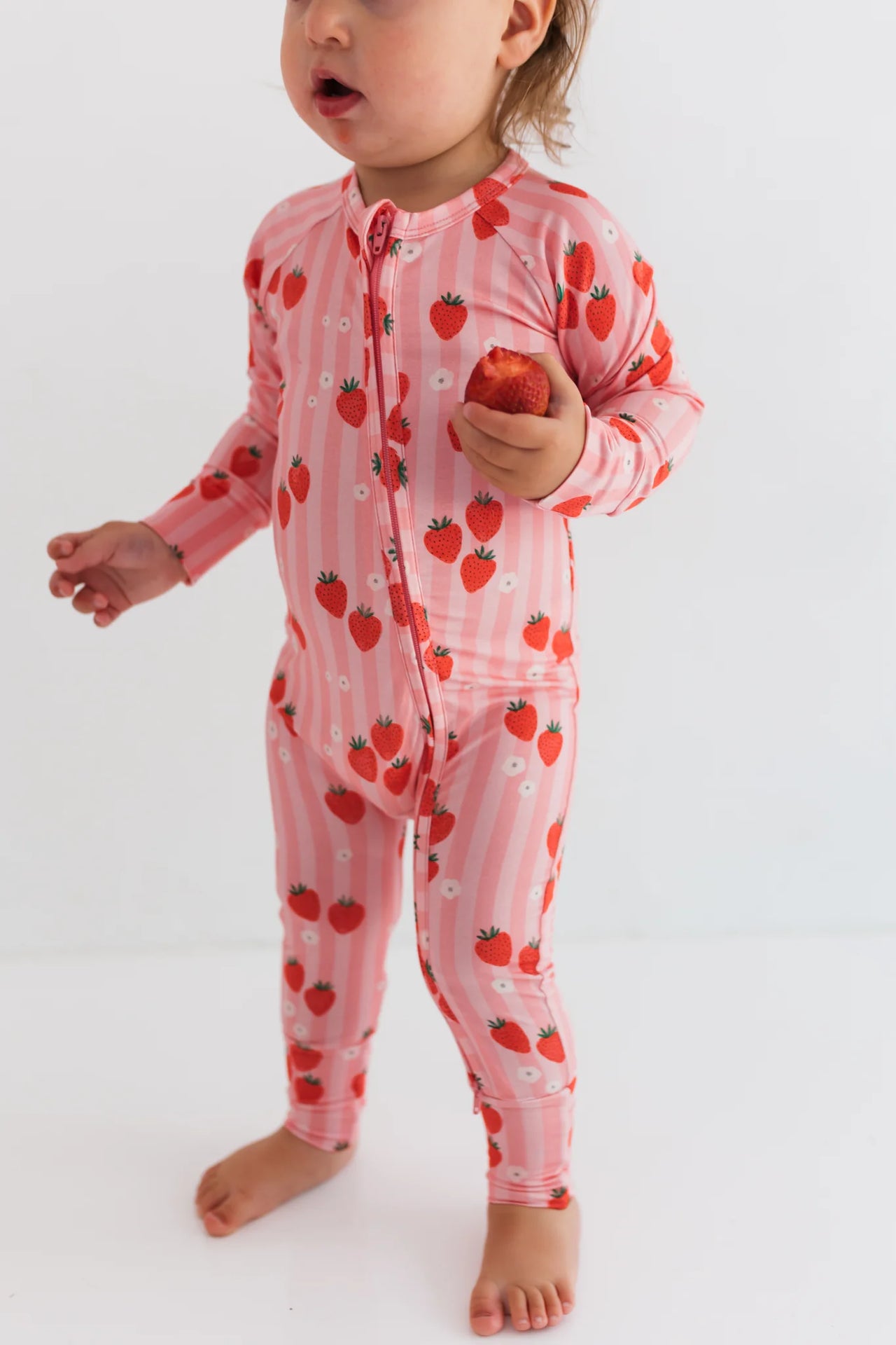 Red Strawberry Zippered Romper