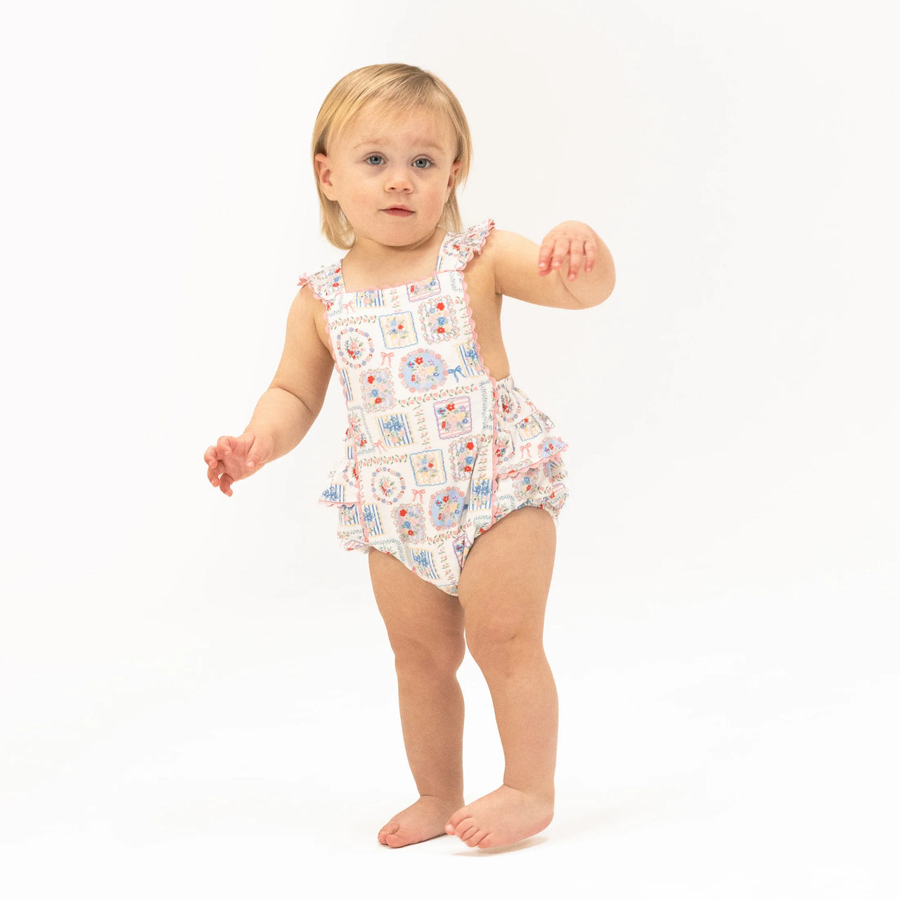Julep's Floral Patchwork Ric Rac Ruffle Sunsuit