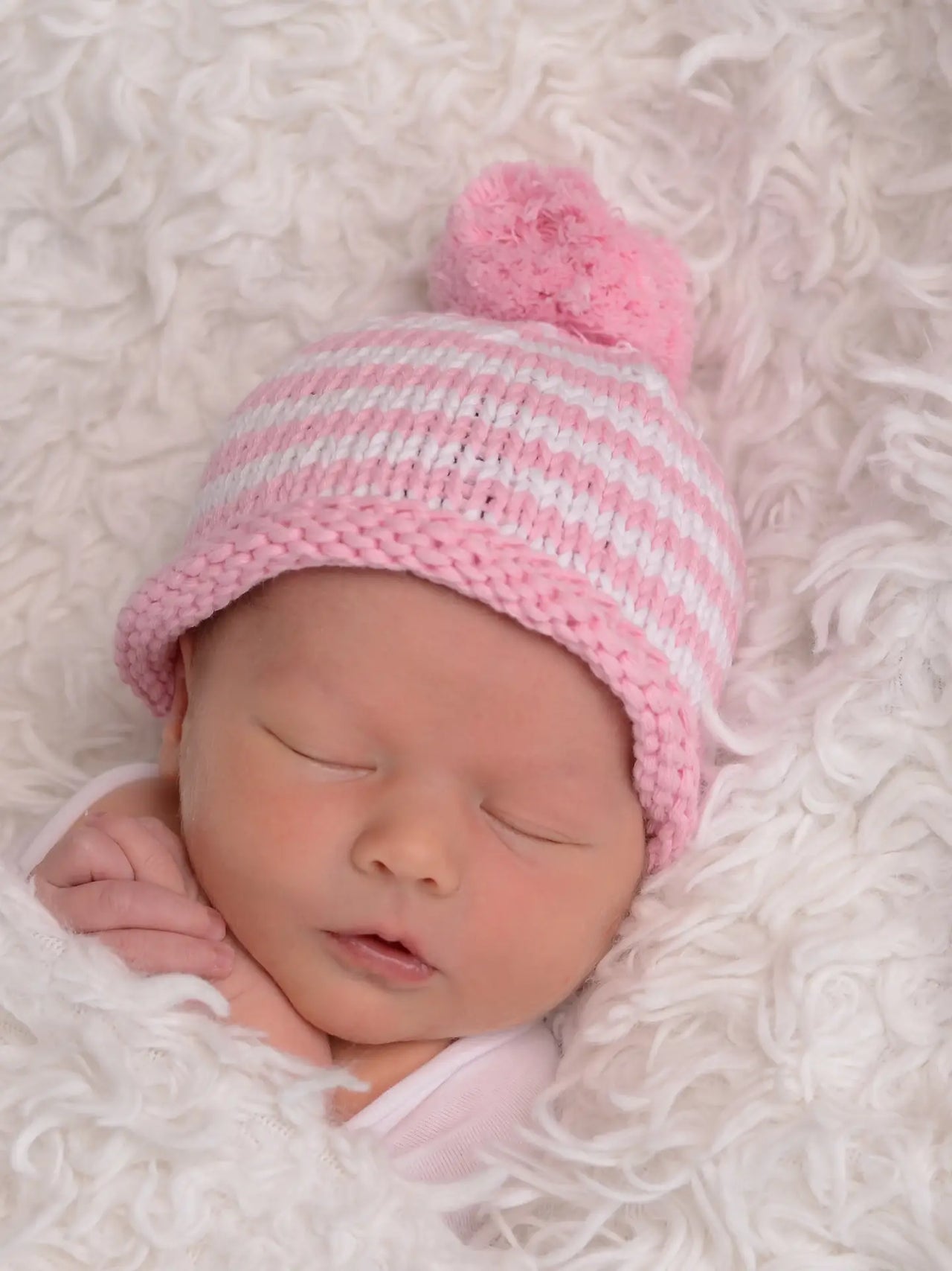 Baby Pink Pom Pom Beanie Hat