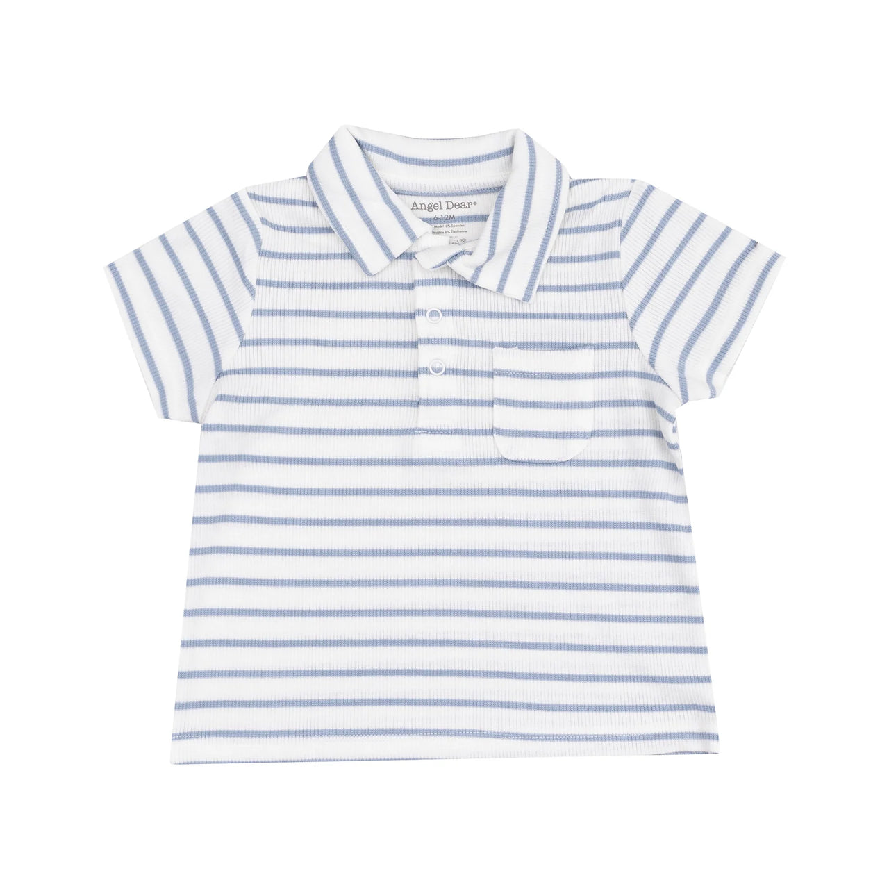 French Stripe Dusty Blue Polo Shirt and Muslin Short
