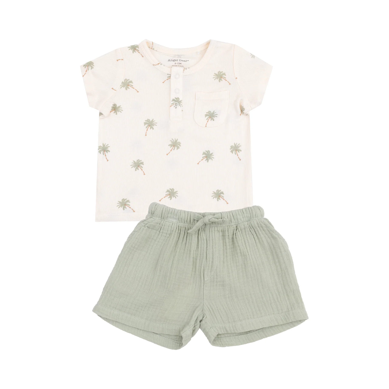 Palm Trees Henley with Pocket and Muslin Short