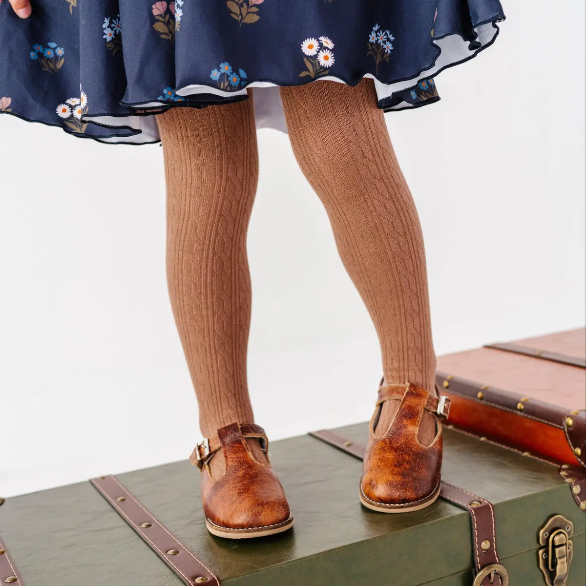 Mocha Cable Knit Tights