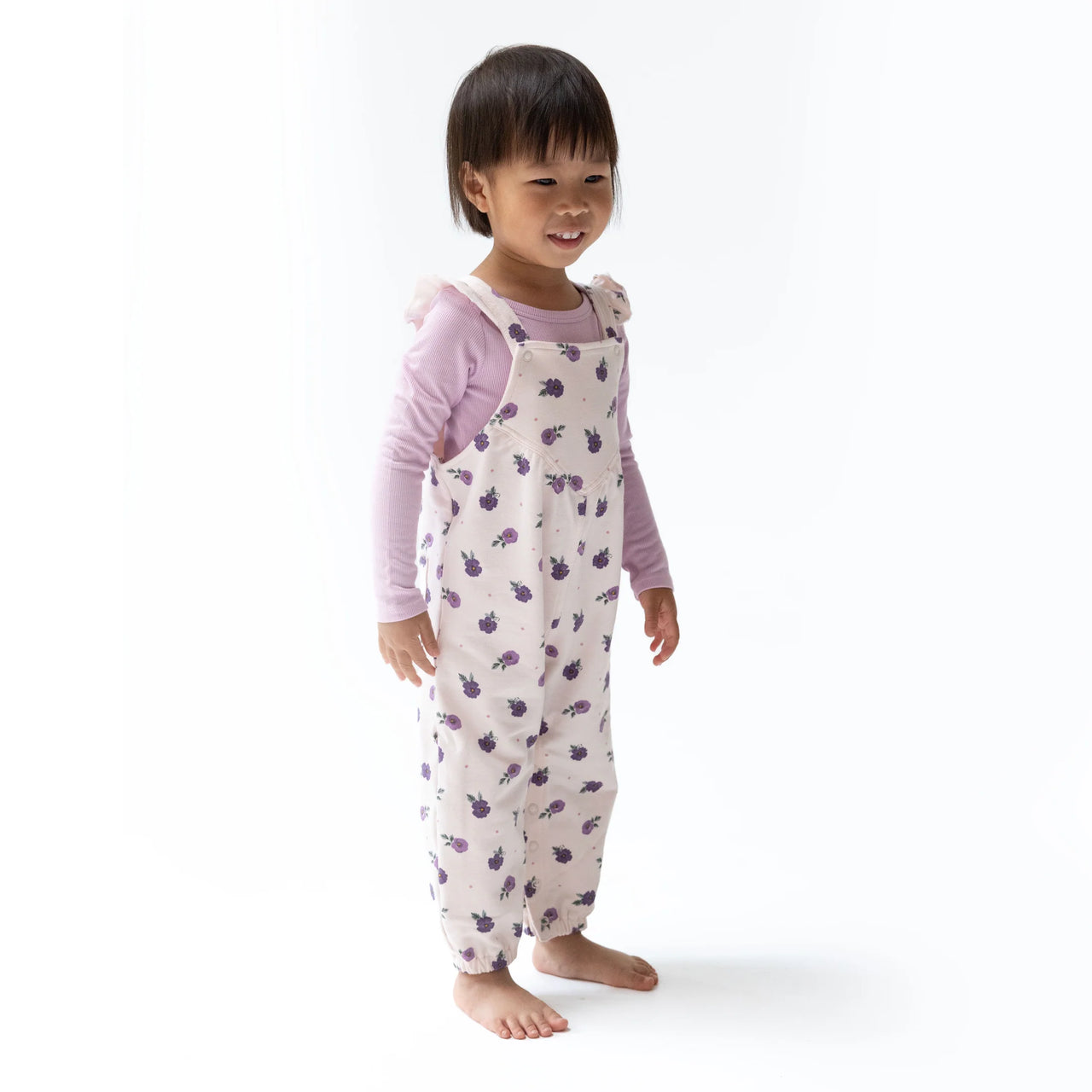 Violetta Floral Ruffle V-Overalls & Long Sleeve Bodysuit