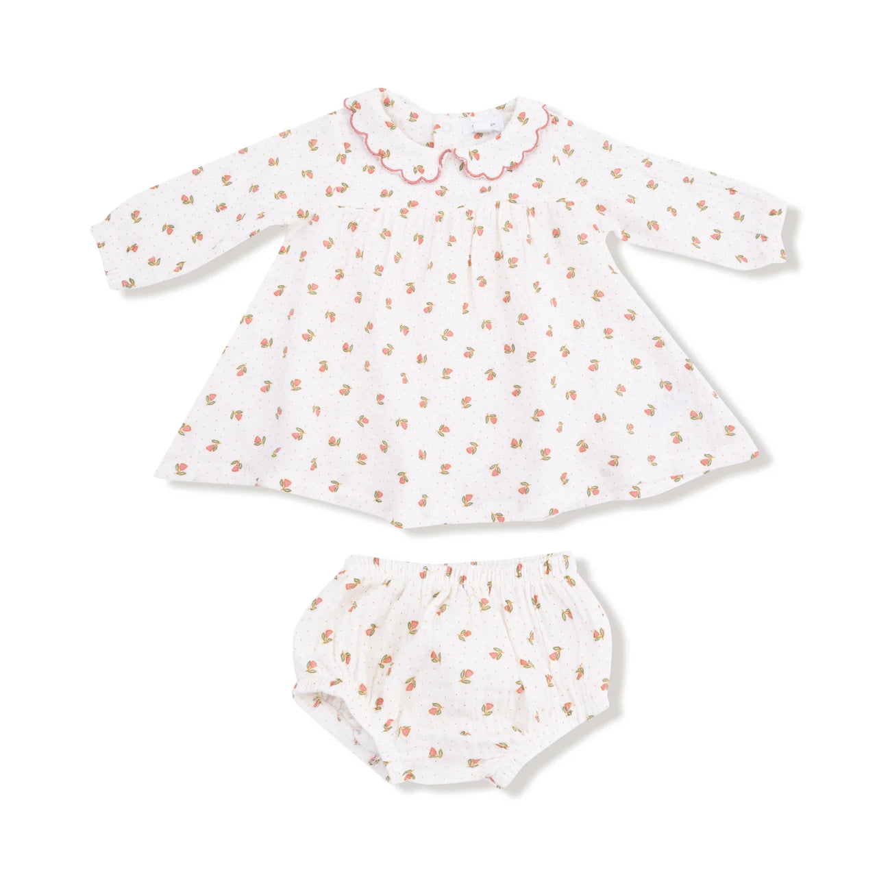 Petite Pointe Fleur Long Sleeve Petal Collar Dress and Bloomer