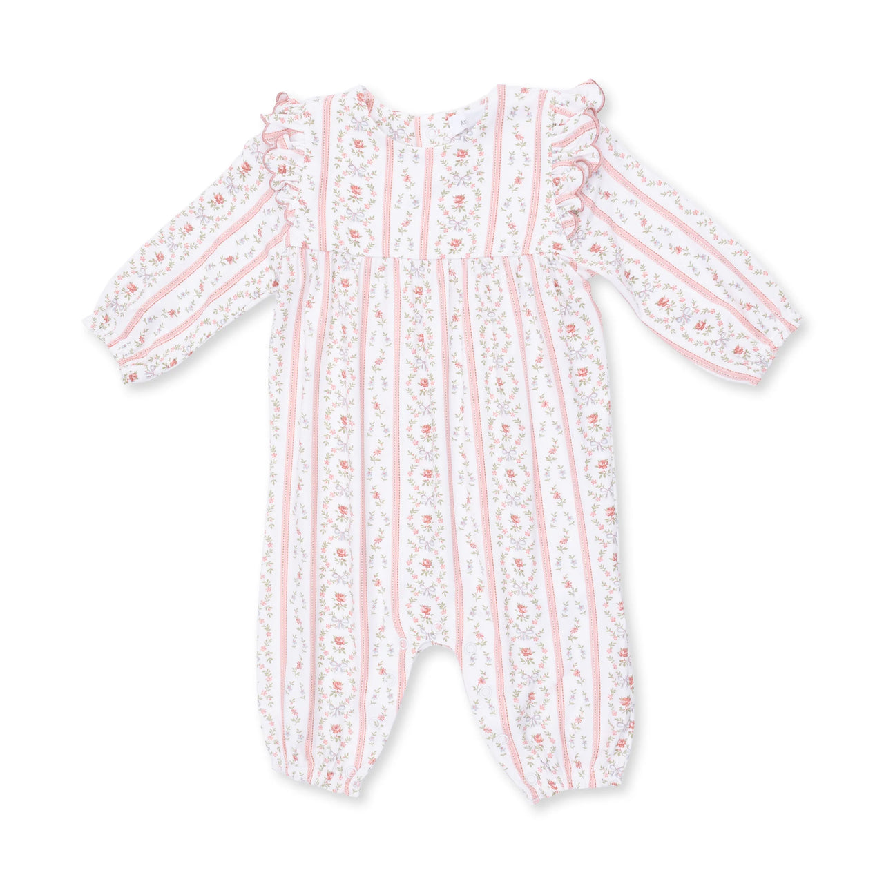 Marnie Rosebud Stripe Long Sleeve Petal Ruffle Romper