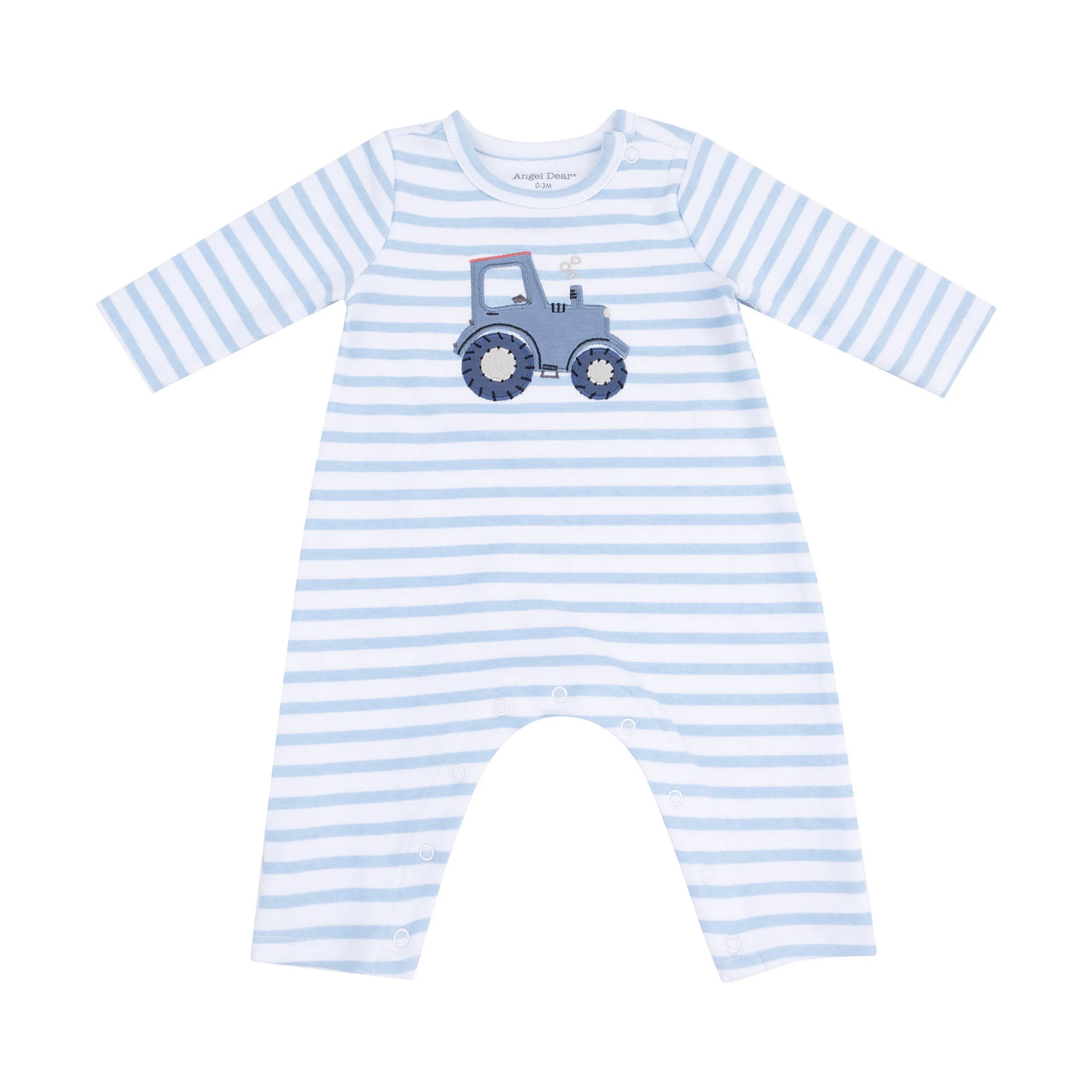 Tractor Applique Long Sleeve Snap Shoulder Romper