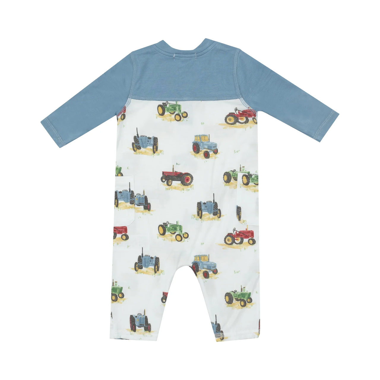 Romper with Contrast Sleeve- Vintage Tractors