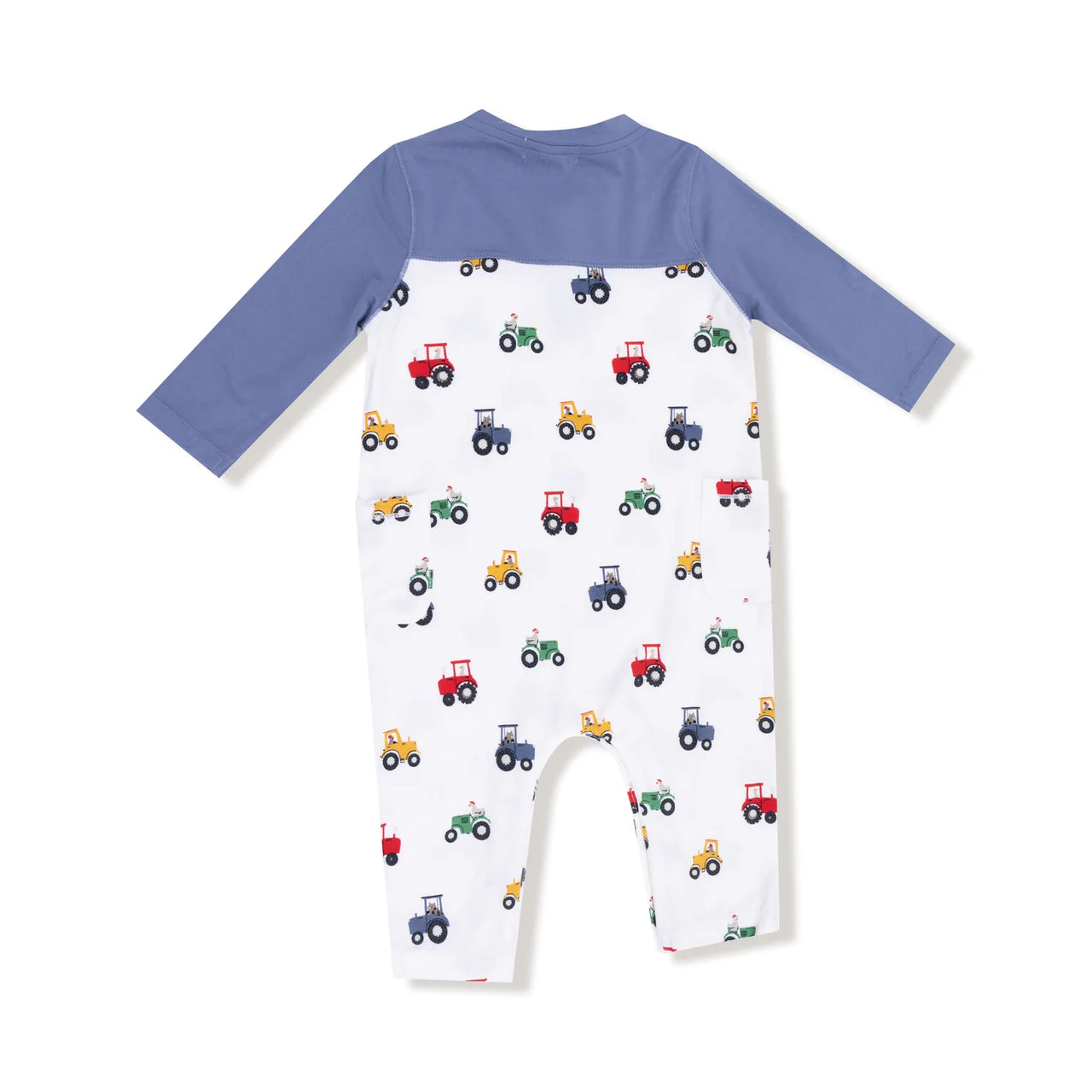 Mini Tractors Romper with Contrast Sleeves