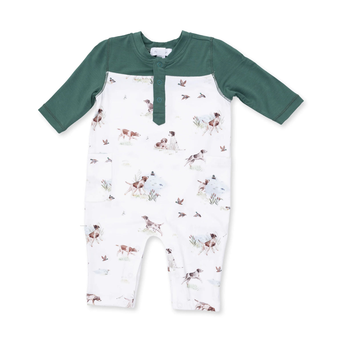 Romper with Contrast Sleeves- Pointer Pups and Duck Buddies