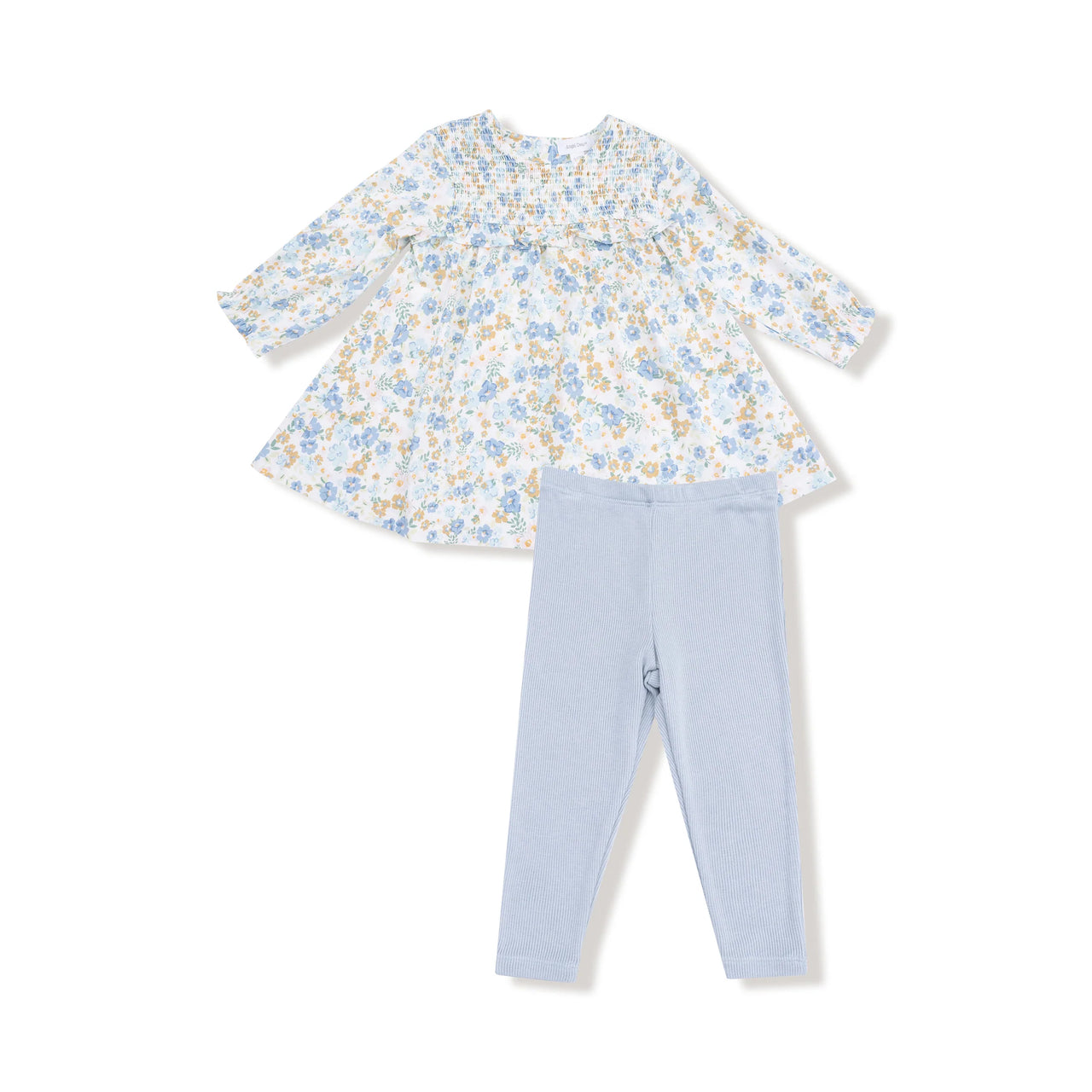 Sweet Rose Calico Smocked Ruffle Dress & Legging