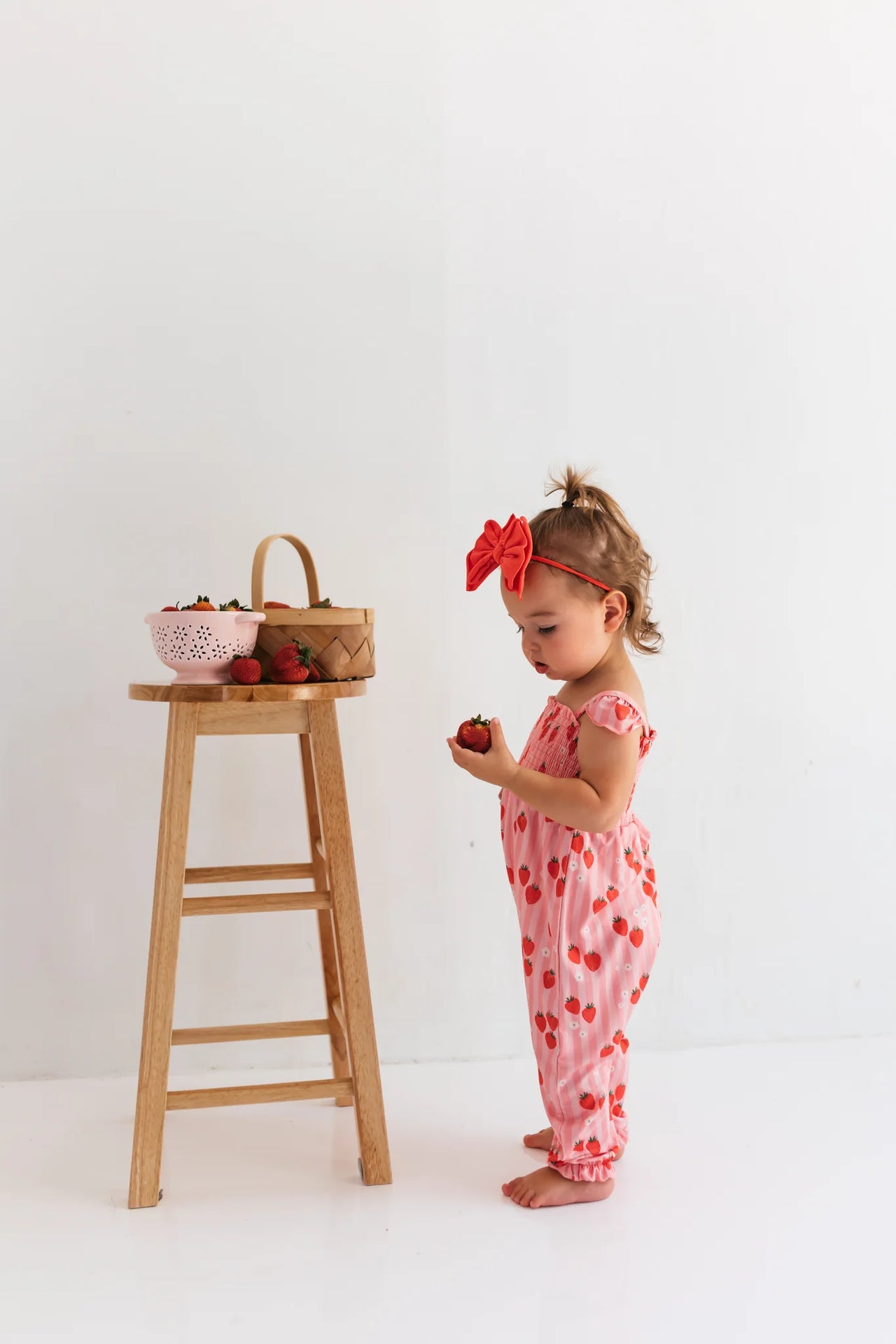 Red Strawberry Smocked Jumpsuit