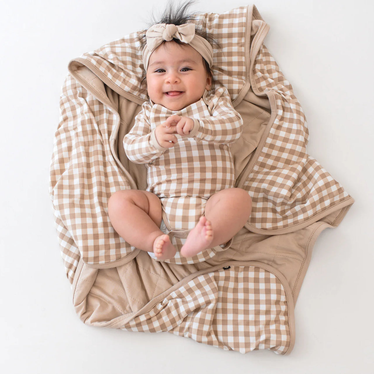 Baby Blanket in Gingham Bisque 1.0