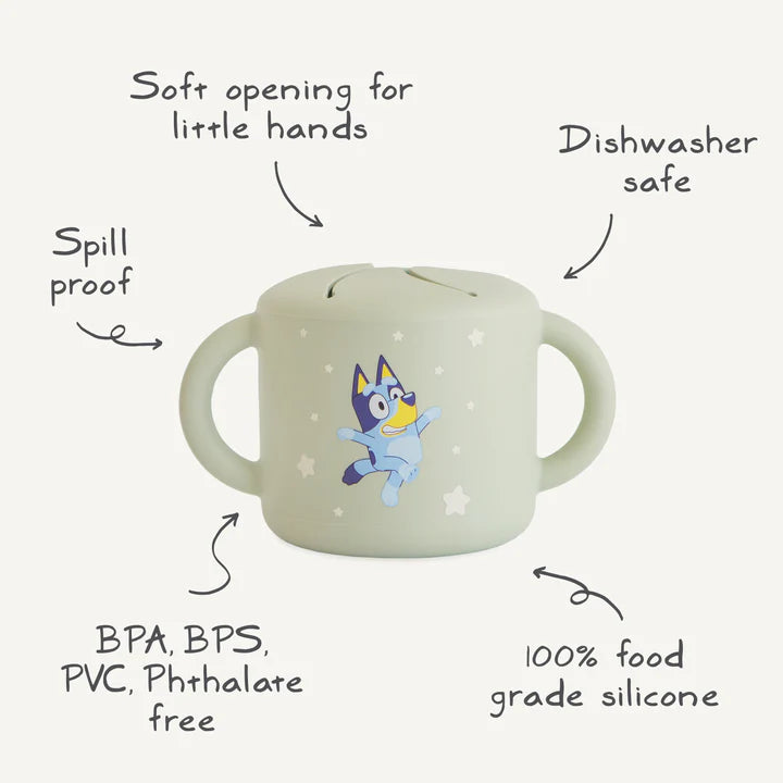 Bluey x Mushie Snack Cup- Bluey Sage