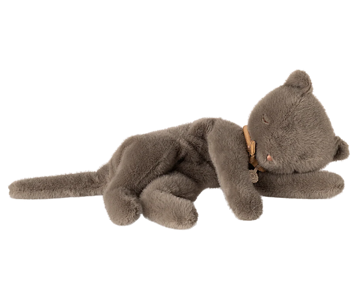 Sleeping Kitten Plush, Medium- Grey