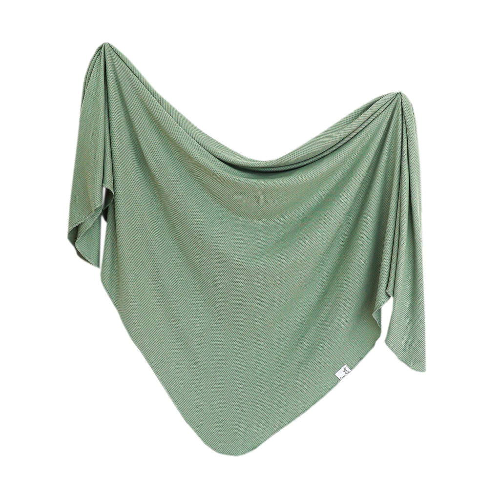 Rib Knit Swaddle Blanket- Clover