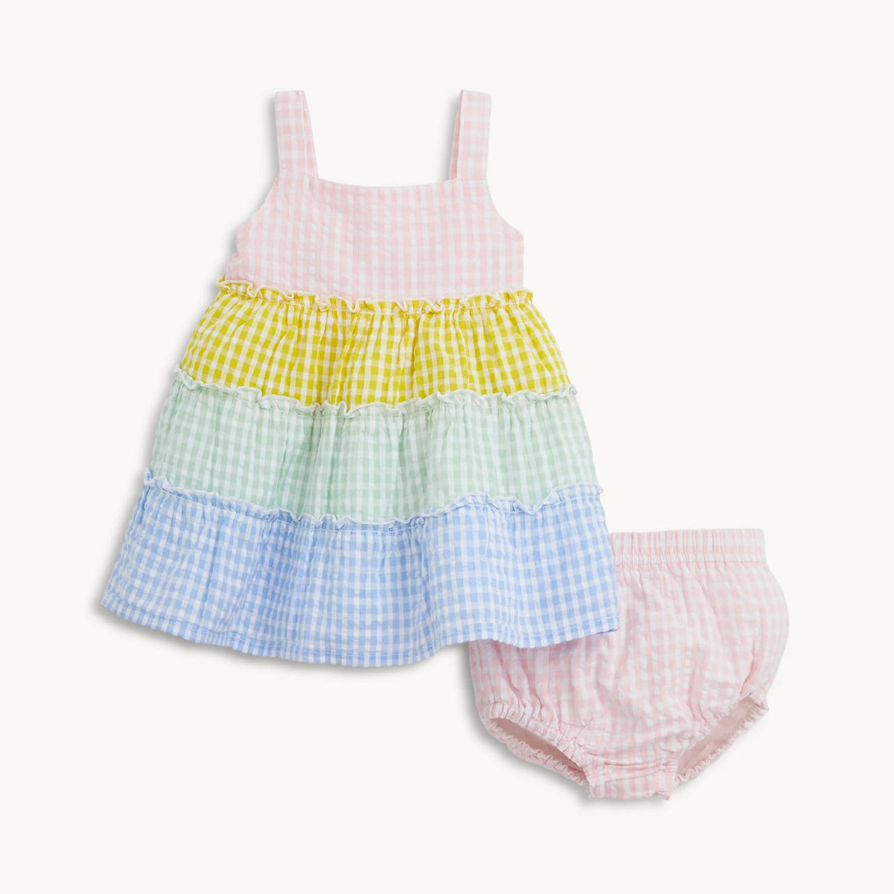 Multi Gingham Magnetic Closure Dress & Bloomer