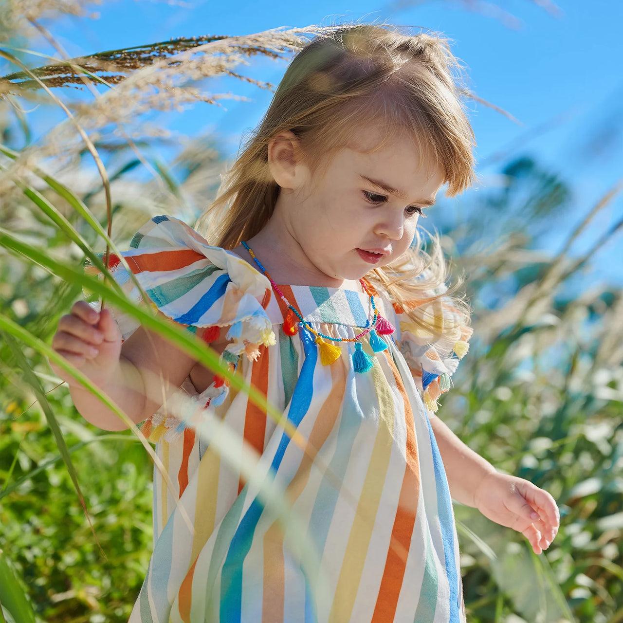Multi Stripe Woven Flutter Dress
