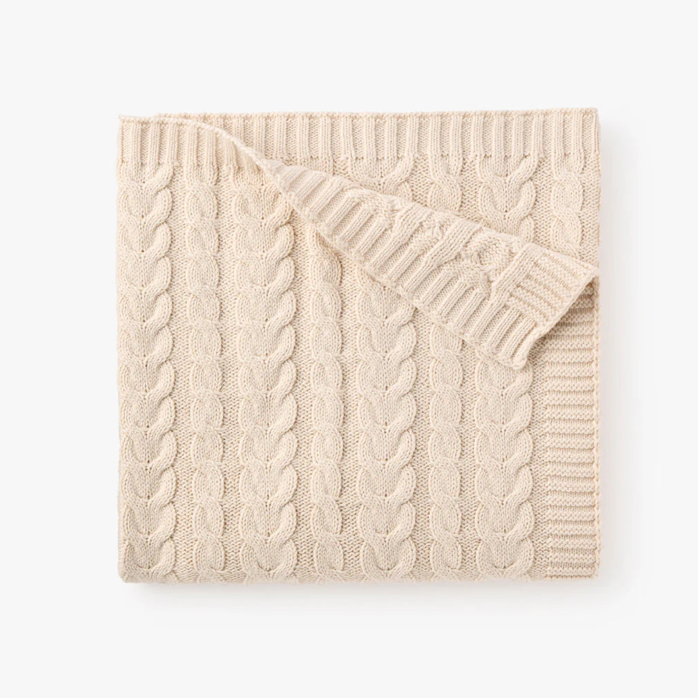 Rainy Day Cable Knit Baby Blanket