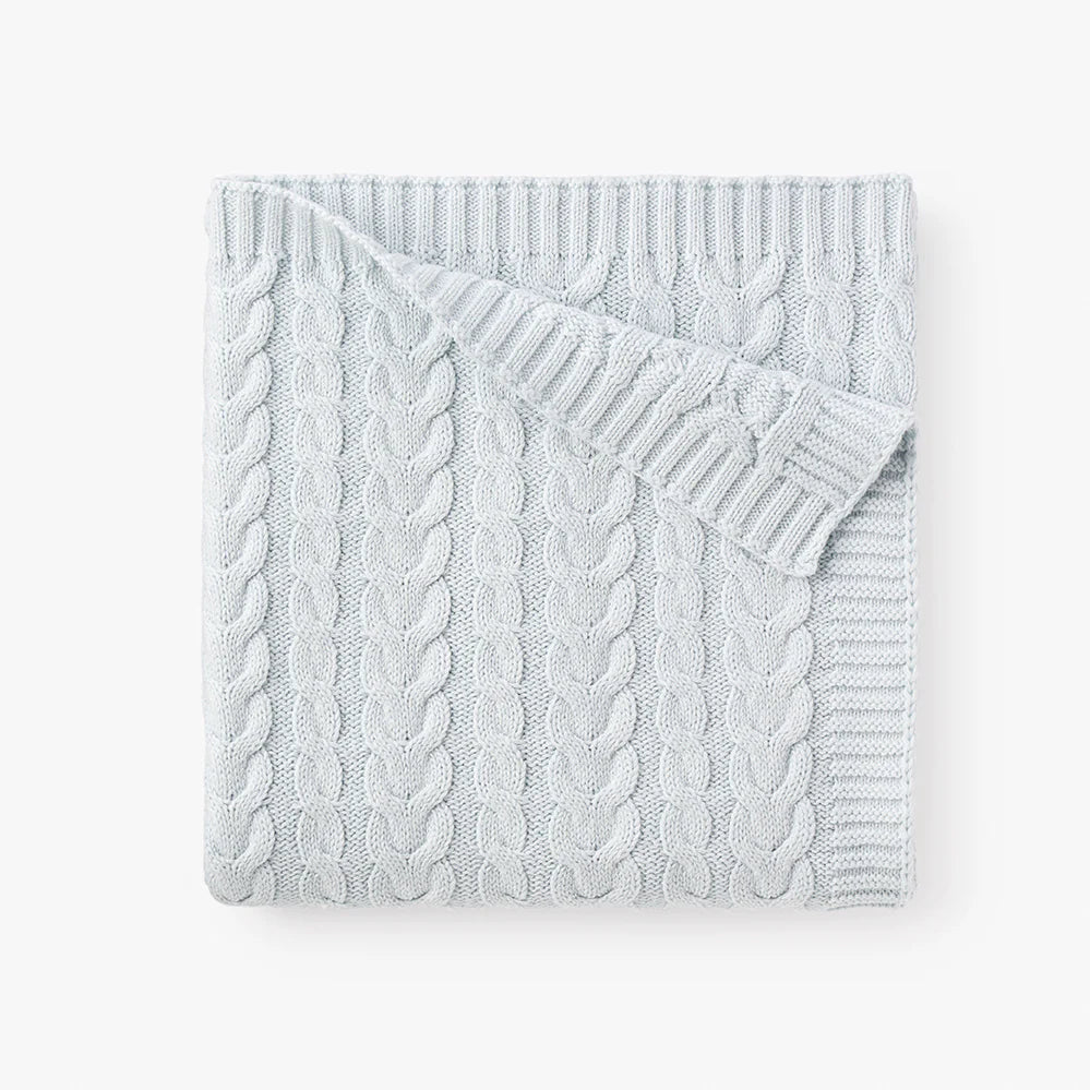 Pale Blue Cable Knit Baby Blanket