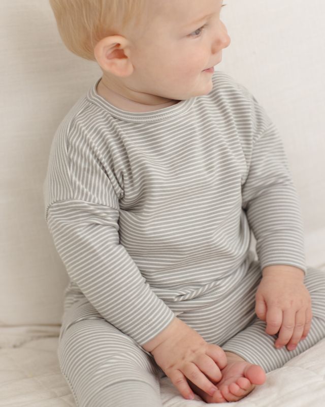 Long Sleeve Tee Sage Micro Stripe