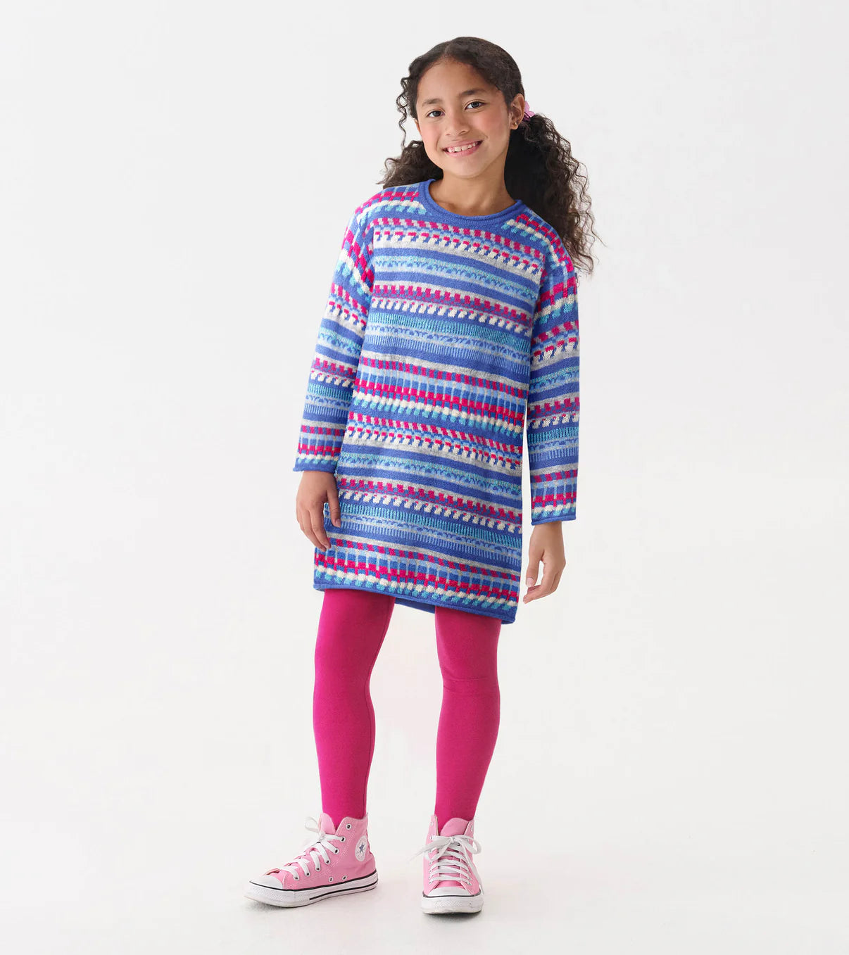 Girls Blueberry Stripe Sweater Dress