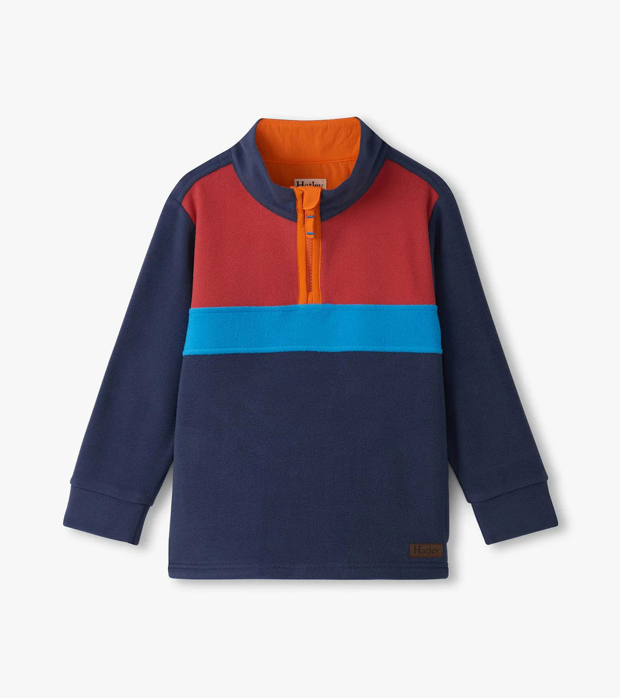 Navy Colorblock Fleece 1/4 Zip Mock Neck