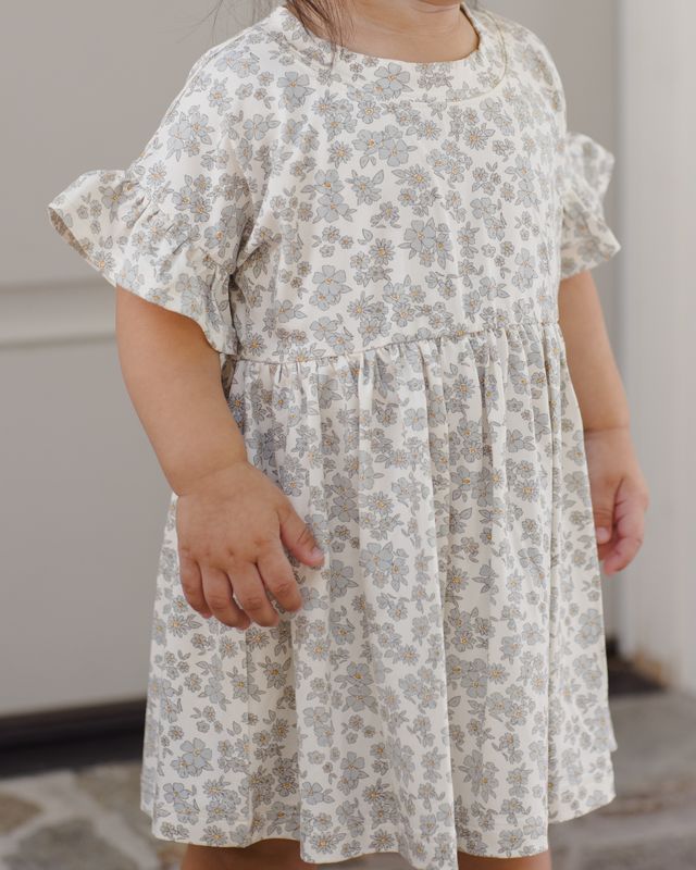 Blue Floral Bamboo Babydoll Dress