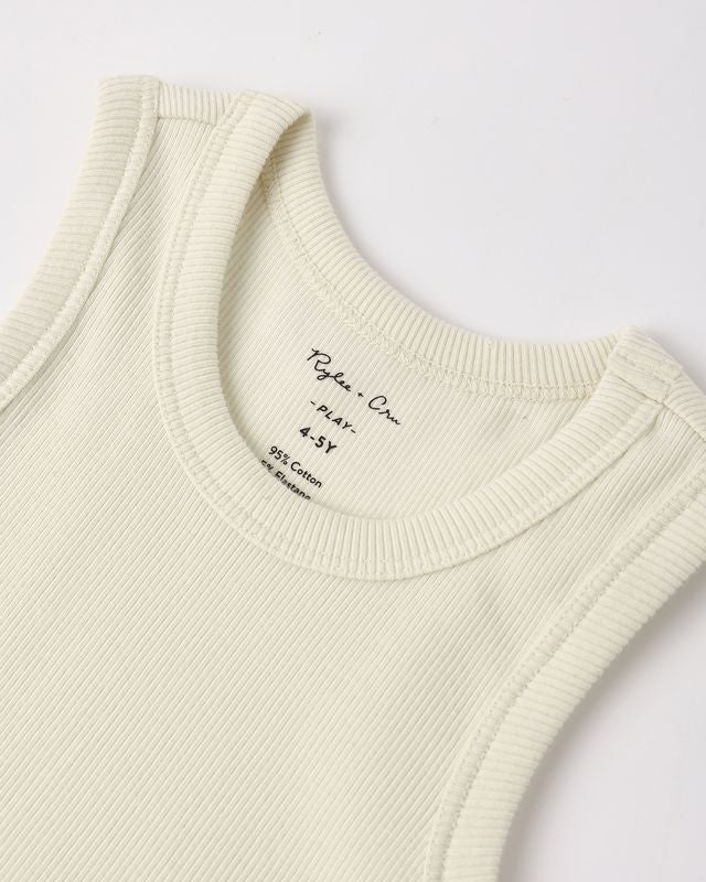 Heathered Marine & Natural Ribbed Tank Set