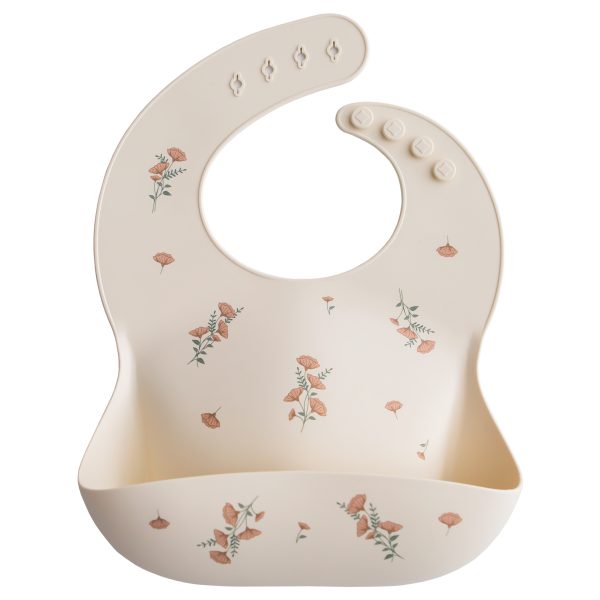 Silicone Bib by Mushie - Pink Flowers