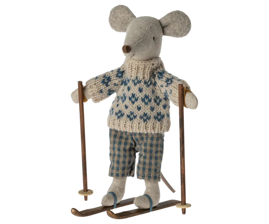 Maileg Winter Mouse with Ski Set - Dad Mouse