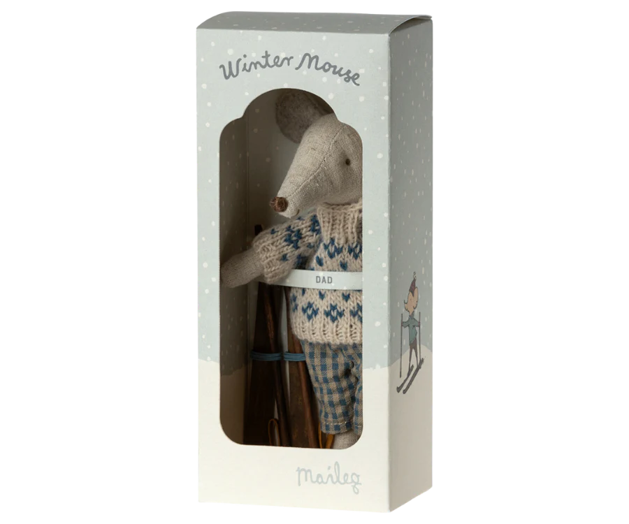 Maileg Winter Mouse with Ski Set - Dad Mouse