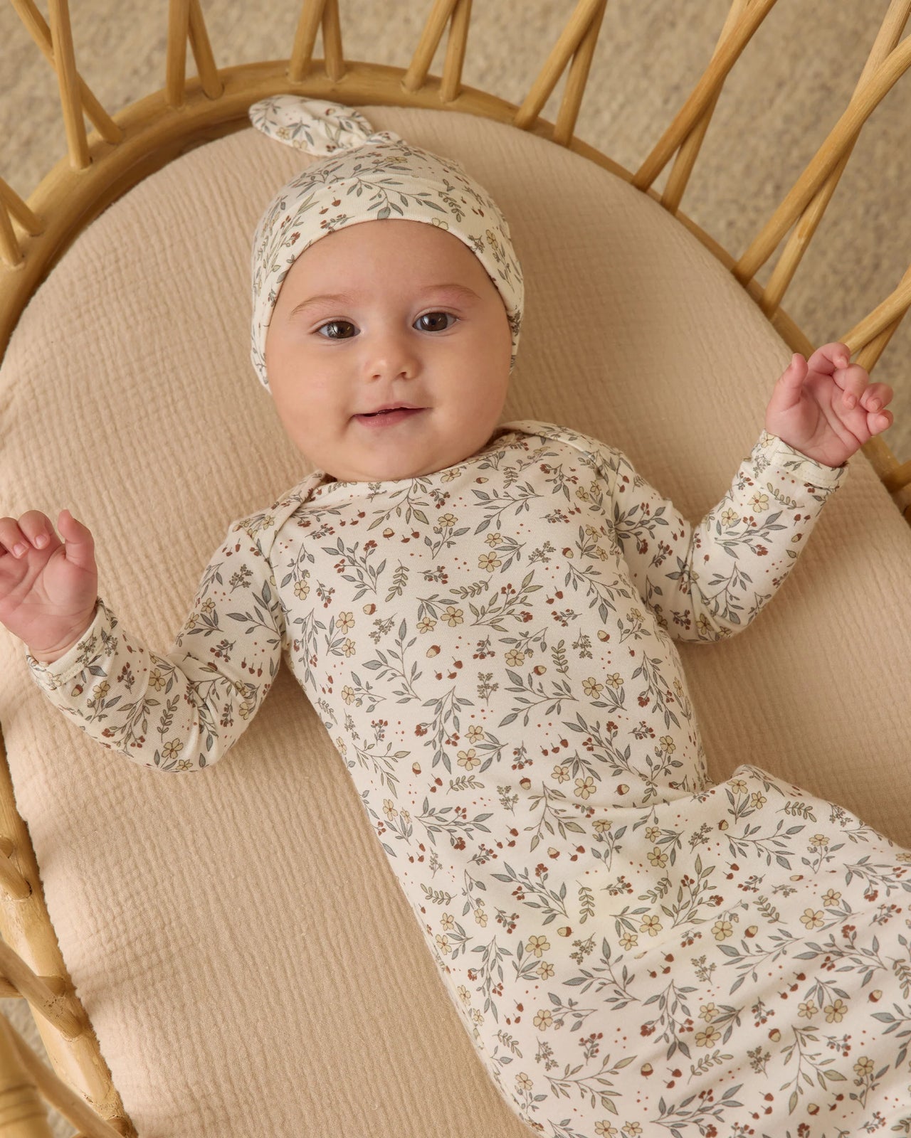 Woodland Bamboo Baby Gown + Hat Set