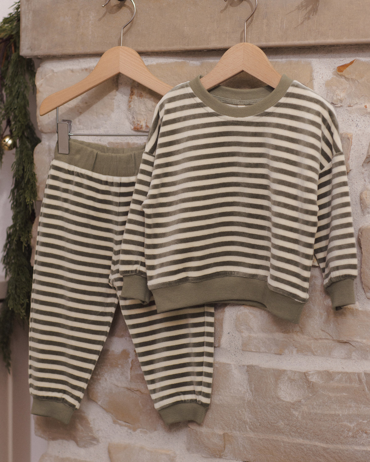 Velour Relaxed Sweatshirt- Spruce Stripe