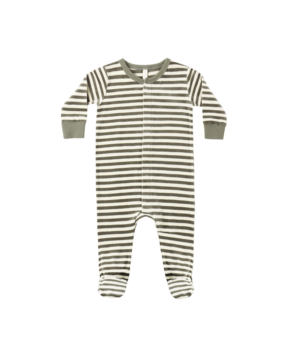 Hidden Snap Footie- Spruce Stripe