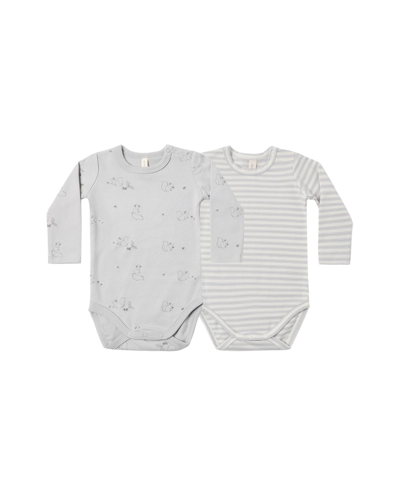 Jersey Bodysuit, 2 Pack- Squirrel & Cloud Stripe