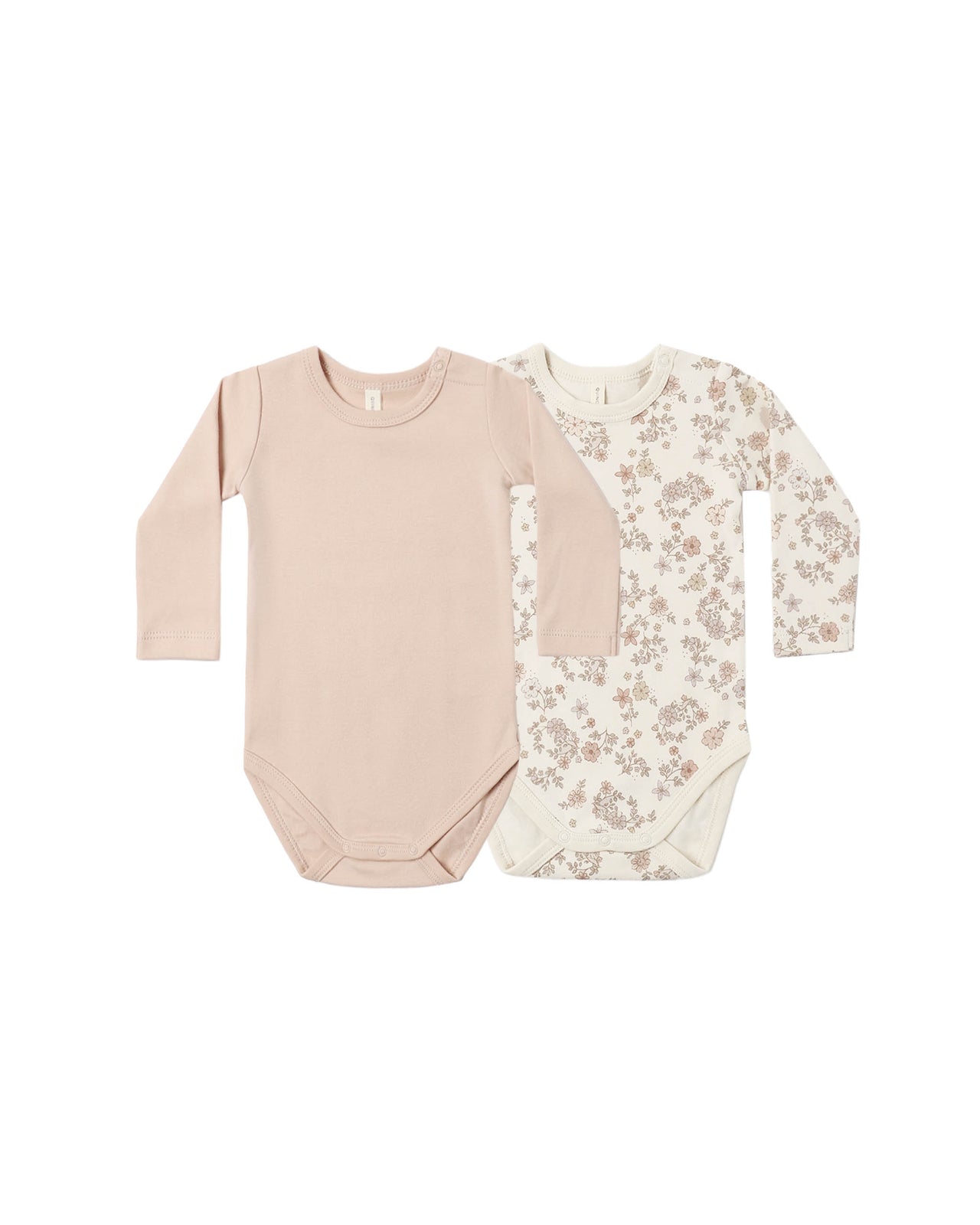 Jersey Bodysuit, 2 Pack- Floral Vine & Dusty Rose