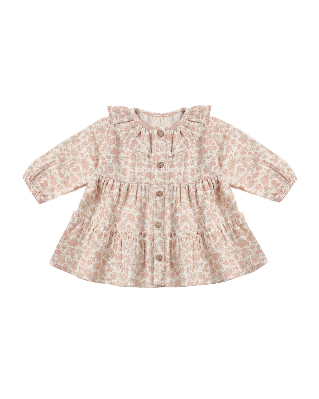 Ruffle Collar Button Dress- Pink Blossom