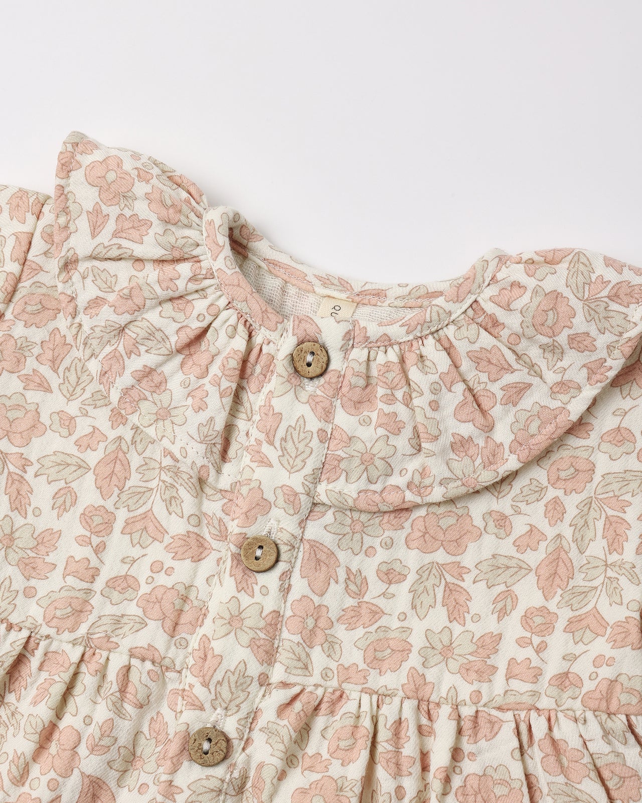 Ruffle Collar Button Dress- Pink Blossom