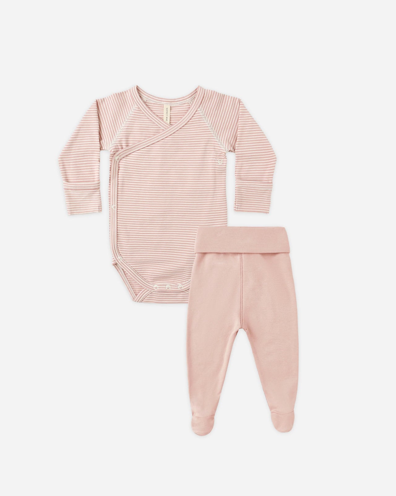 Rose Micro Stripe Side Snap Bodysuit + Pant Set