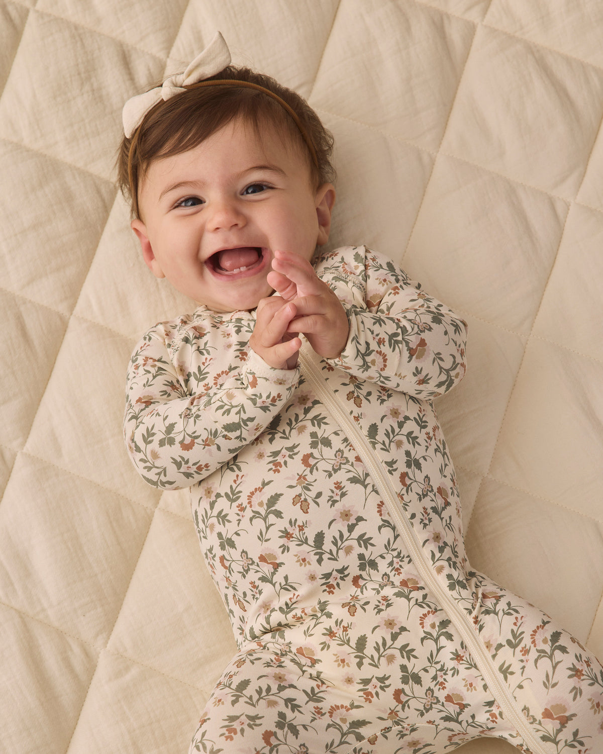 Bamboo Zippered Footie- Holiday Floral