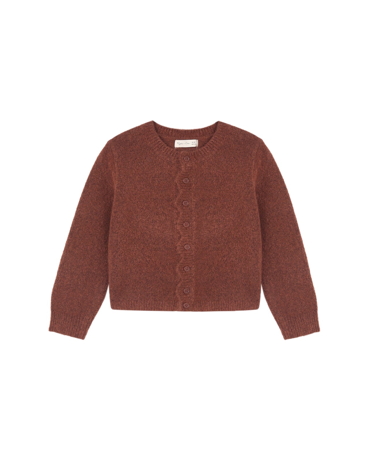 Scallop Cardigan- Brick