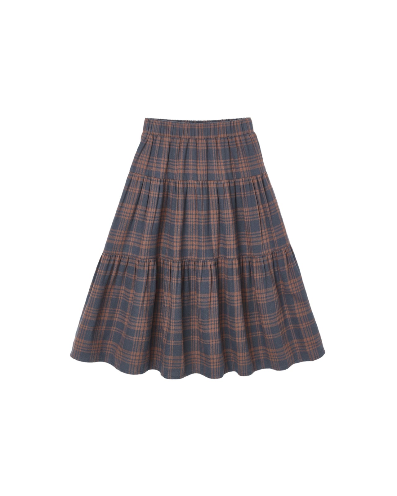Tiered Midi Skirt- Midnight Plaid