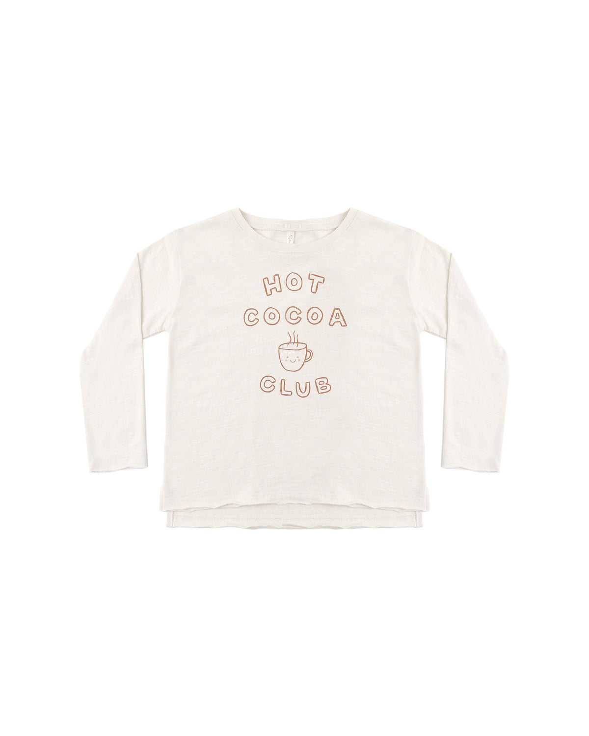Raw Edge Long Sleeve Tee- Hot Cocoa Club