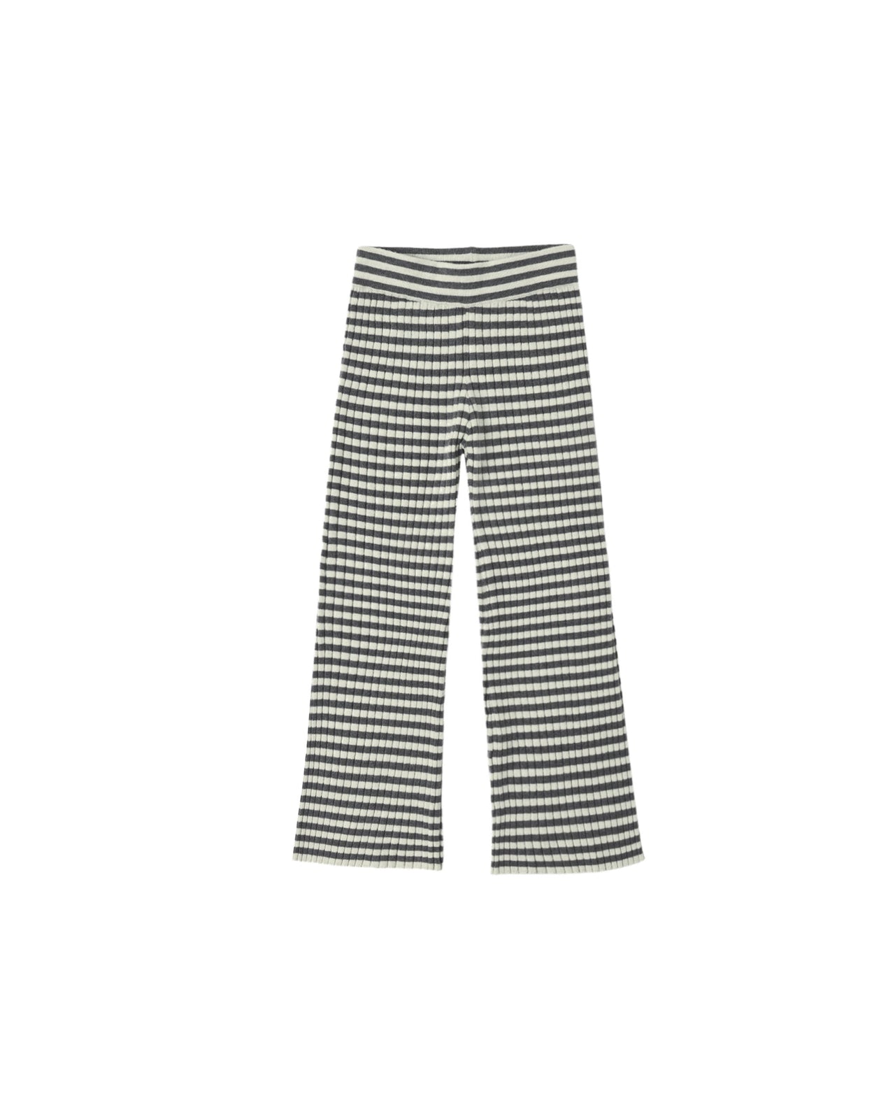 Flare Rib Knit Pant- Midnight Stripe