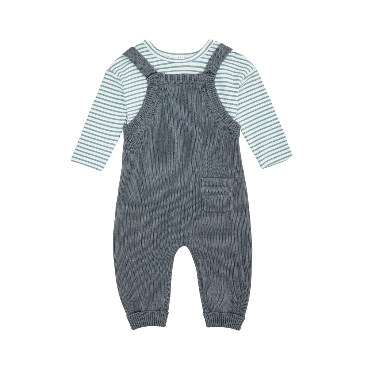 Cadet Grey Sweater Knit Overall Set