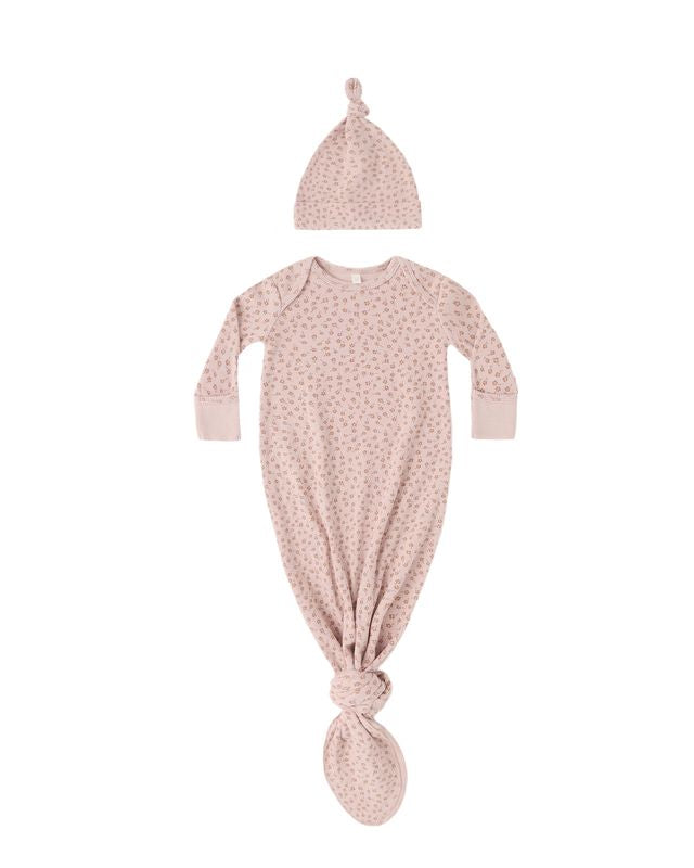 Knotted Baby Gown + Hat Set- Posy