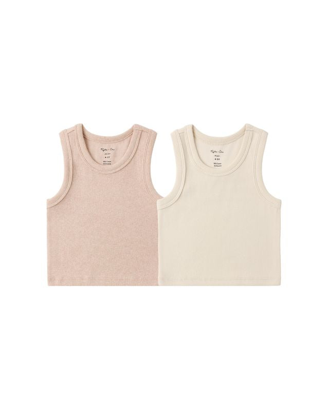 Heathered Blush & Shell Ribbed Tank Set